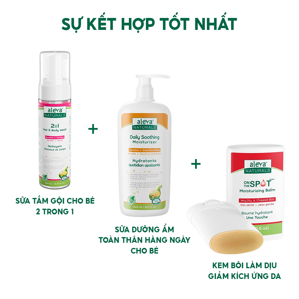 Kem dưỡng phục hồi da khô, nứt nẻ, cháy nắng và làm giảm ngứa ngáy, kích ứng da cho bé Aleva Naturals (tuýp 50ml)