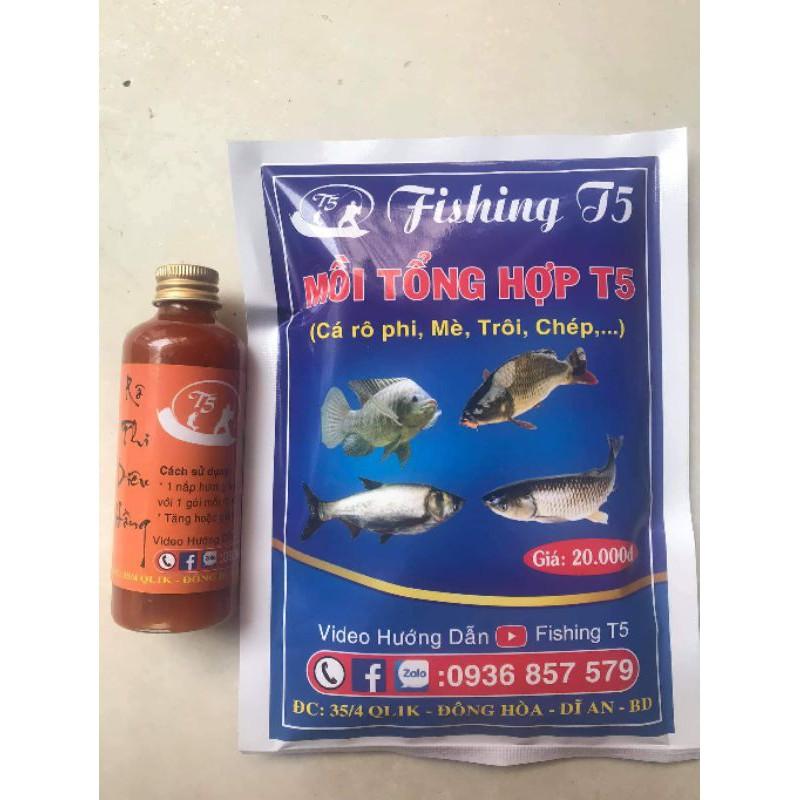 Combo Tinh mùi Rô phi T5 và Mồi câu Tổng Hợp T5 / chuyên rô phi , diêu hồng ,mè trôi , chép