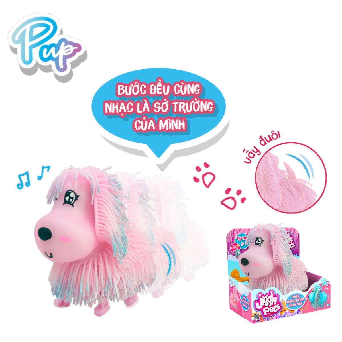 Đồ Chơi Thú Cưng Nhún Nhảy Cún Hồng Rạng Rỡ JIGGLY PETS WD188F-PI