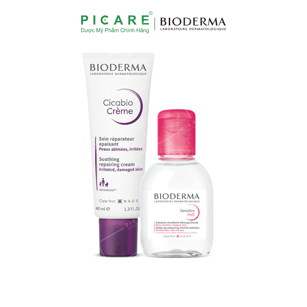 Bộ Sản Phẩm Làm Sạch Và Phục Hồi Da Tổn Thương Bioderma Cicabio 40ml và Nước Tẩy Trang Bioderma Sensibio H20 100ml