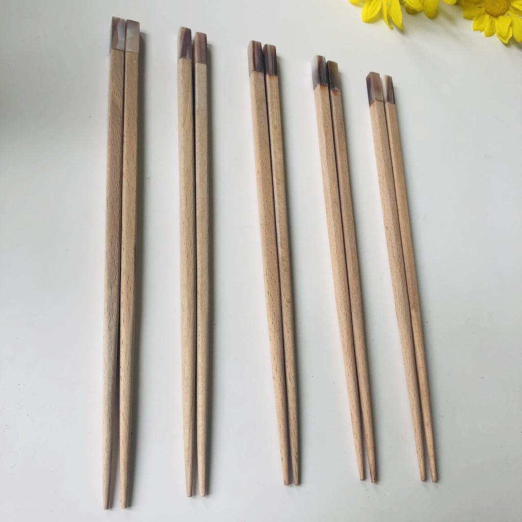 ĐŨA GỖ BEECH Cán Khảm Trai Hồng 23cm, Đũa Ăn Cơm Gia ĐÌnh, Phụ Kiện Sang Trọng, Chụp Ảnh Trang Trí