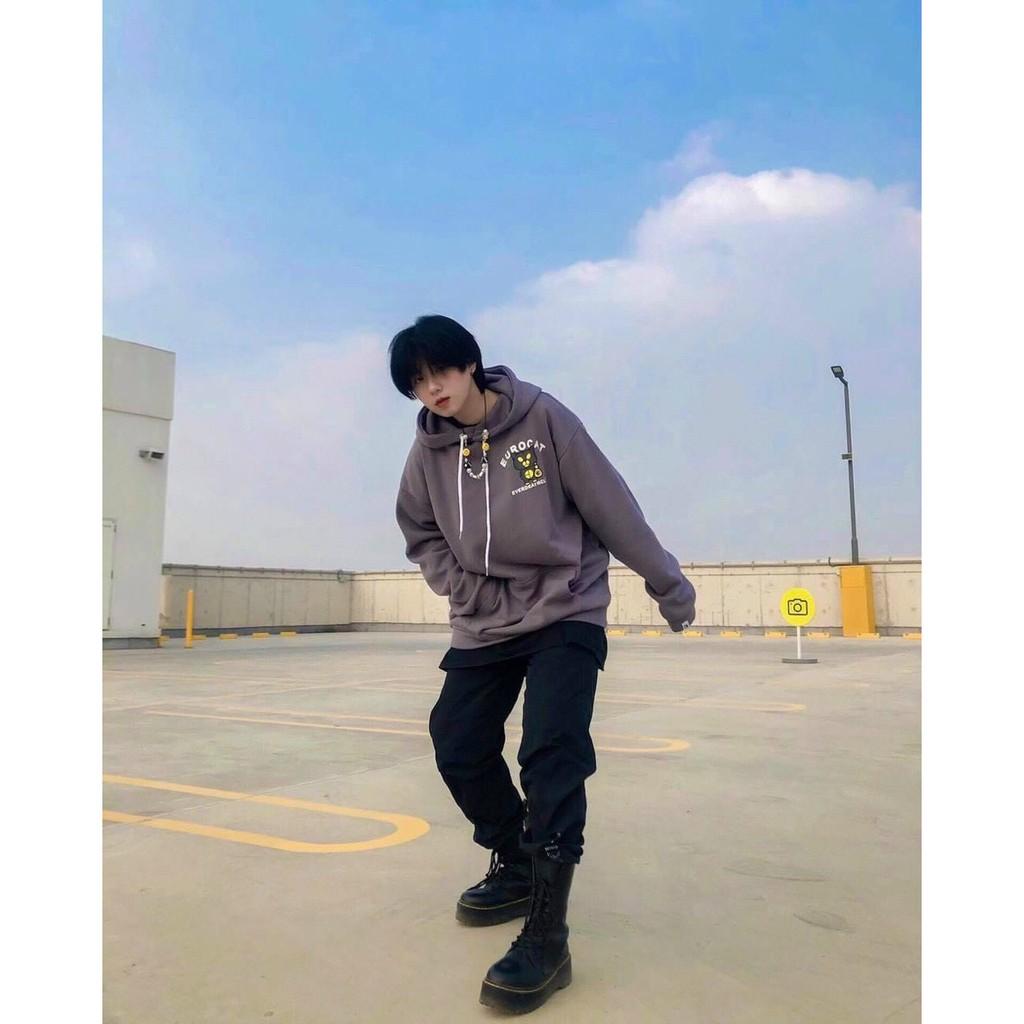 Hình ảnh Áo Hoodie Nỉ Bông Ngoại EUROCAT Form Rộng Unisex Nam Nữ Ulzzang, Áo khoác  nam nữ Unisex form rộng, vải nỉ bông, trẻ trung