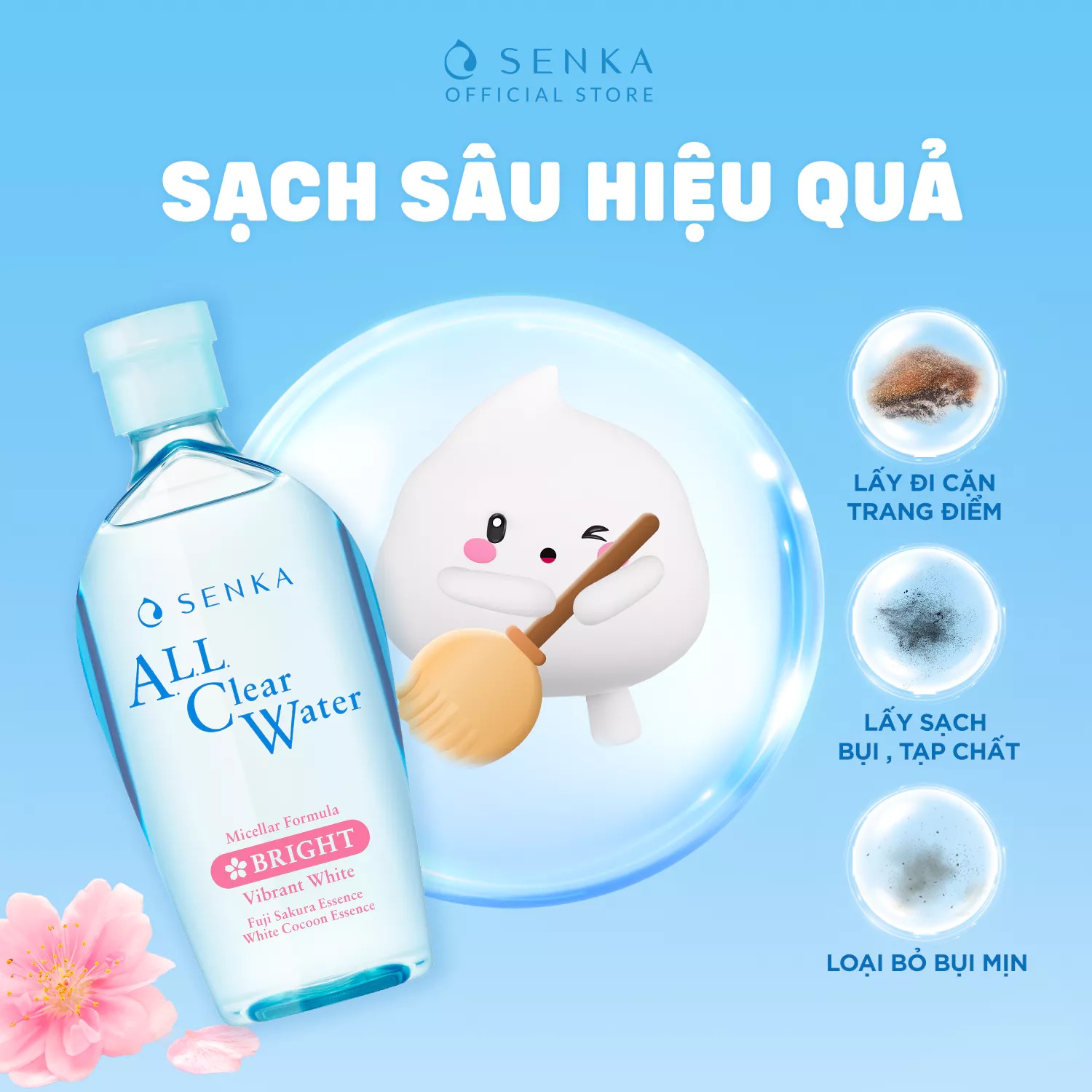 [DATE 8/2026] Bộ 02 Nước tẩy trang Micellar Dưỡng Sáng Cấp ẩm Senka All Clear Water Bright 230ml/chai