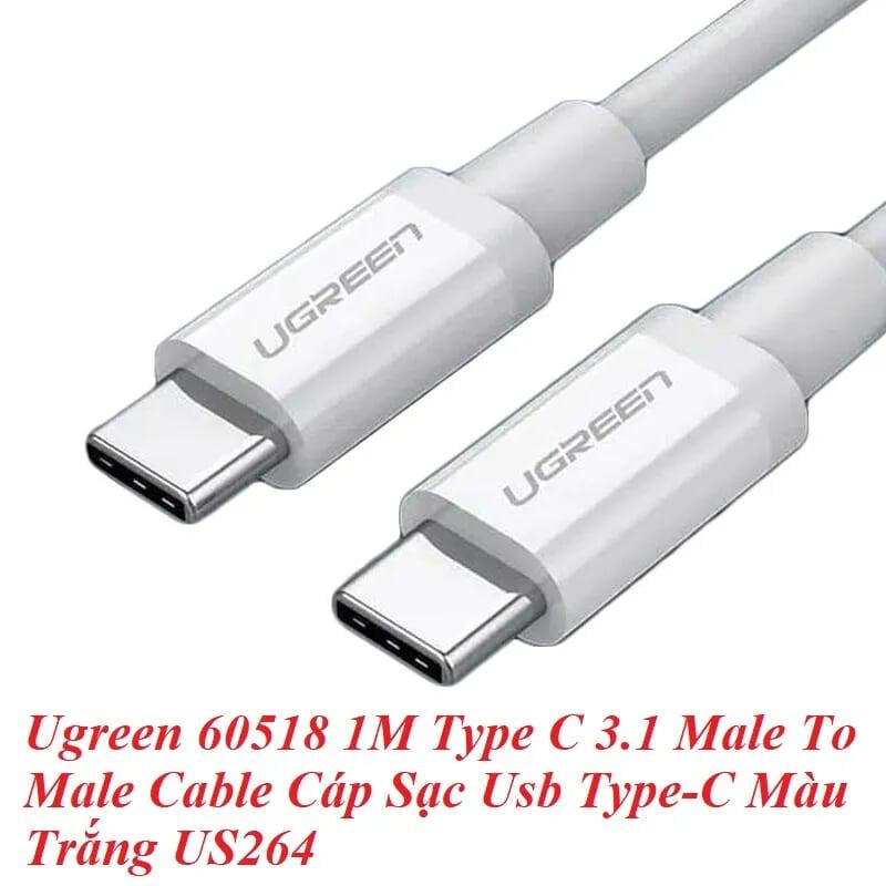 Ugreen UG60518US264TK 1M màu trắng Dây USB Type-C sang USB Type-C - HÀNG CHÍNH HÃNG