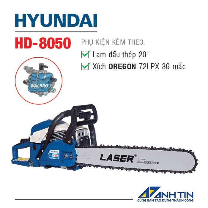 Máy cưa xích HYUNDAI HD-8050 | Công suất 3.0HP | Dung tích xy lanh 49.3cc