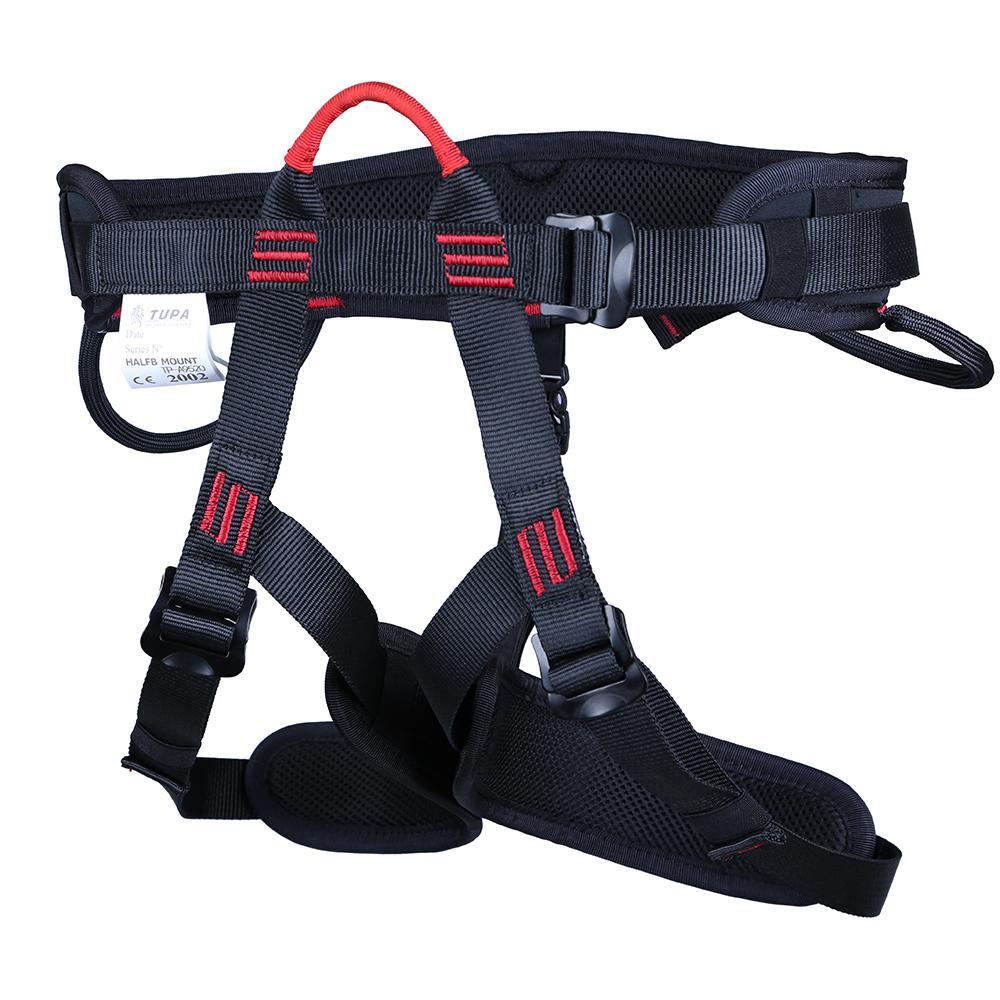Premium Rock Climbing Half Body Harness Safety Seat Sitting Bust Belt for Outdoor Sports Mountaineering Downhill Tree Arborist Rappelling Rescue Gear Equipment