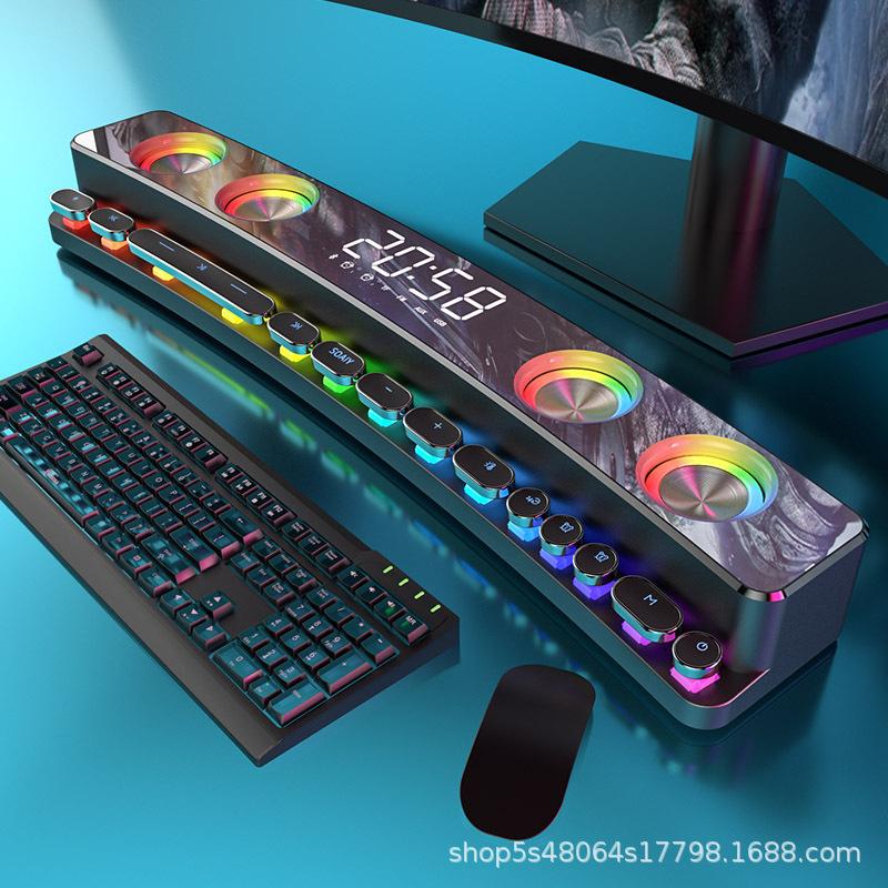 SOAIY SH39 Đa phương tiện Bluetooth Boombox Máy tính để bàn tại nhà Loa PC chơi game Chất lượng cao Âm thanh nổi 4D vòm ánh sáng RGB Phím cơ Màu sắc: Phiên bản chơi game Màu trắng