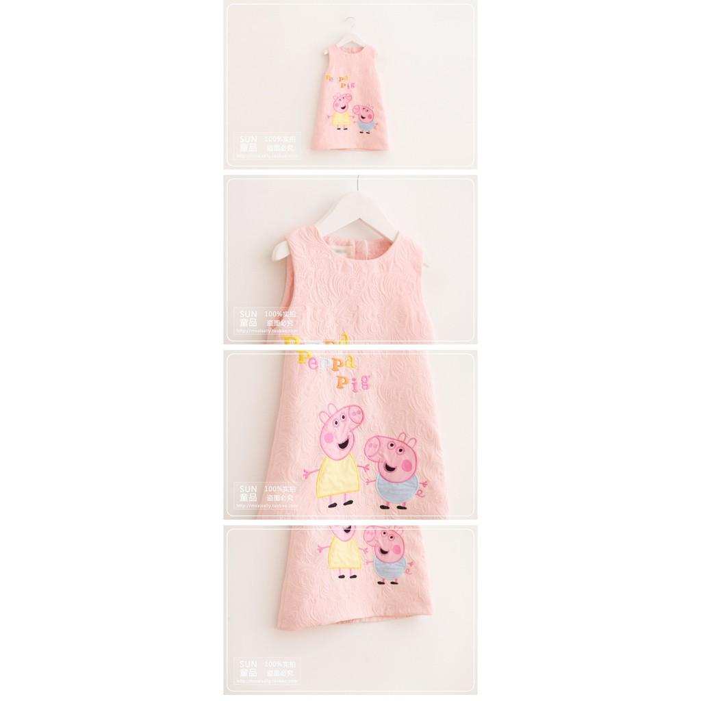 Váy lợn hồng xinh xắn chất vải gấm có cotton bên trong cho bé gái