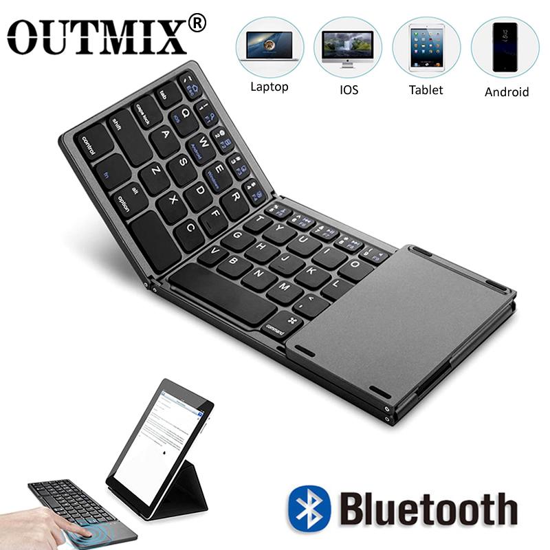 Outmix Mới Mini Di Động 3 Gấp Bàn Phím Bluetooth Không Dây Có Thể Gập Lại Bàn Di Chuột Kiêm Bàn Phím Dành Cho IOS Android Windows iPad Máy Tính Bảng