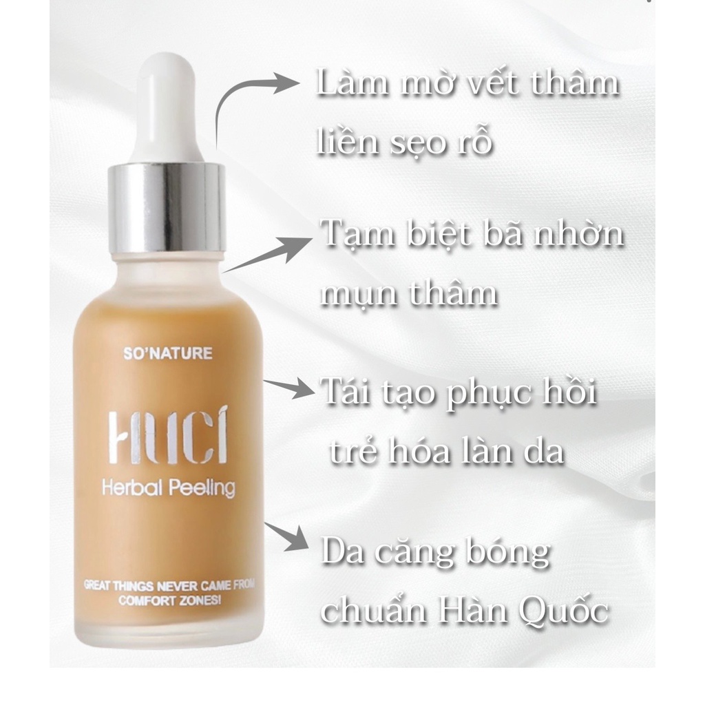 Tinh Chất HUCI Herbel Peeling Xóa Mụn Thâm,Chân Nám Tàn Nhang,Sẹo Rỗ Nâu Lăm,Se Khít Lỗ Chân Lông (30ml)