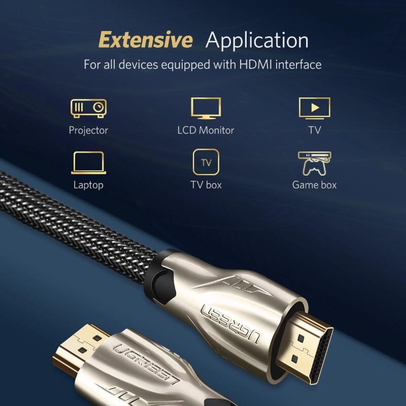 Ugreen UG11190HD102TK 1.5M màu Đen Cáp tín hiệu HDMI vỏ bọc lưới cao cấp - HÀNG CHÍNH HÃNG
