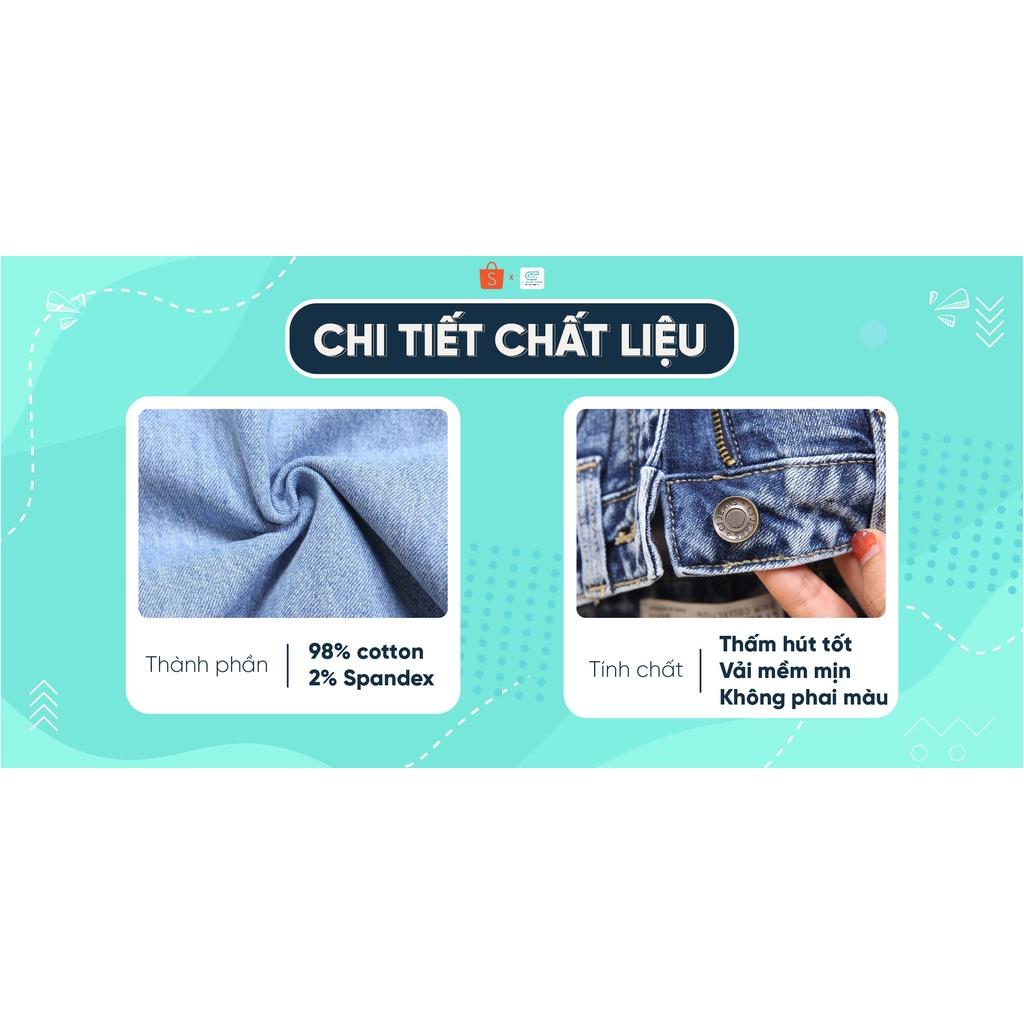 Chân váy jean chữ A xanh đá rách gấu tua rua co giãn bên trong có quần CT JEANS