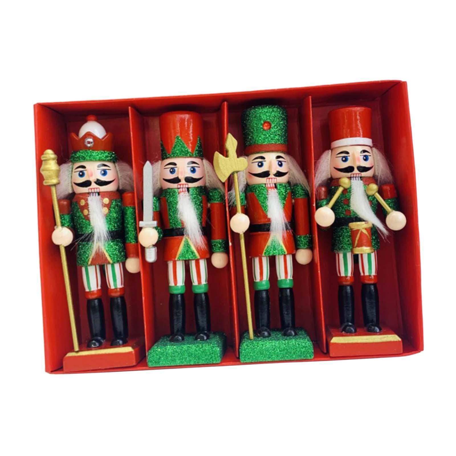 4x Wooden Nutcracker Figurine Nutcracker Figures Toy for Festival Kids Gifts