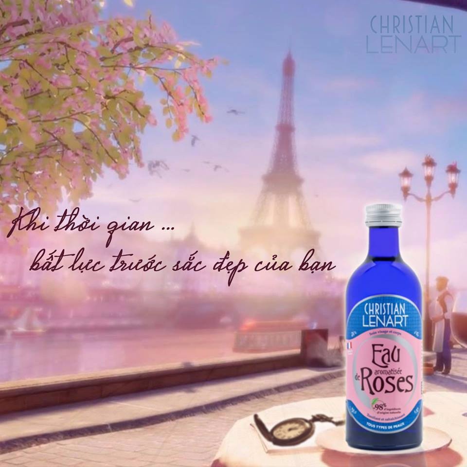 Nước Hoa Hồng Chiết Xuất Từ Cánh Hoa Hồng Roses Christian Lenart 200ml + Tặng Kèm 1 Móc Khóa Hình Tour Eiffel Viền Đỏ