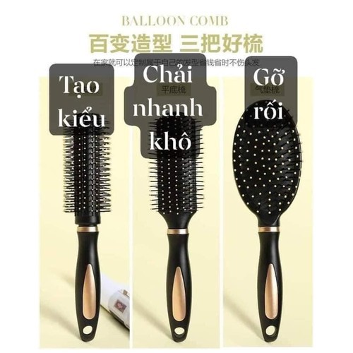 Sét 3 Lược Chống Rối Tóc Cao Cấp Gỡ Rối Khô Nhanh Bảo Vệ Tóc