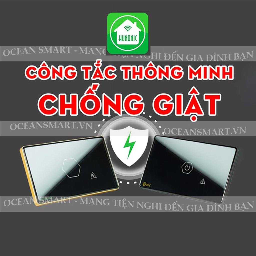 Công Tắc Chống Giật Bình Nóng Lạnh Thông Minh Luxury Hình Vuông - CTCG-LUXHV