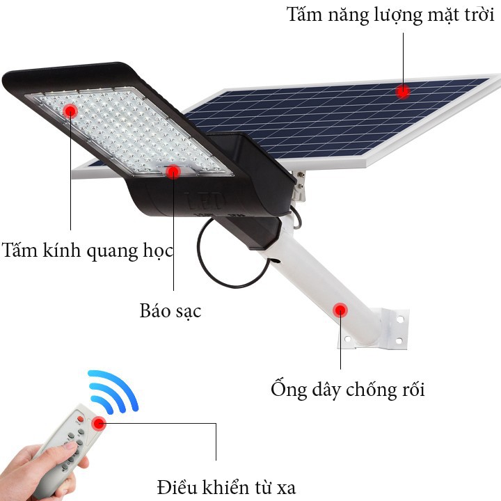 Đèn Led Năng Lượng Mặt Trời Sân Vườn 80w - Diện Tích Chiếu Sáng 100m2