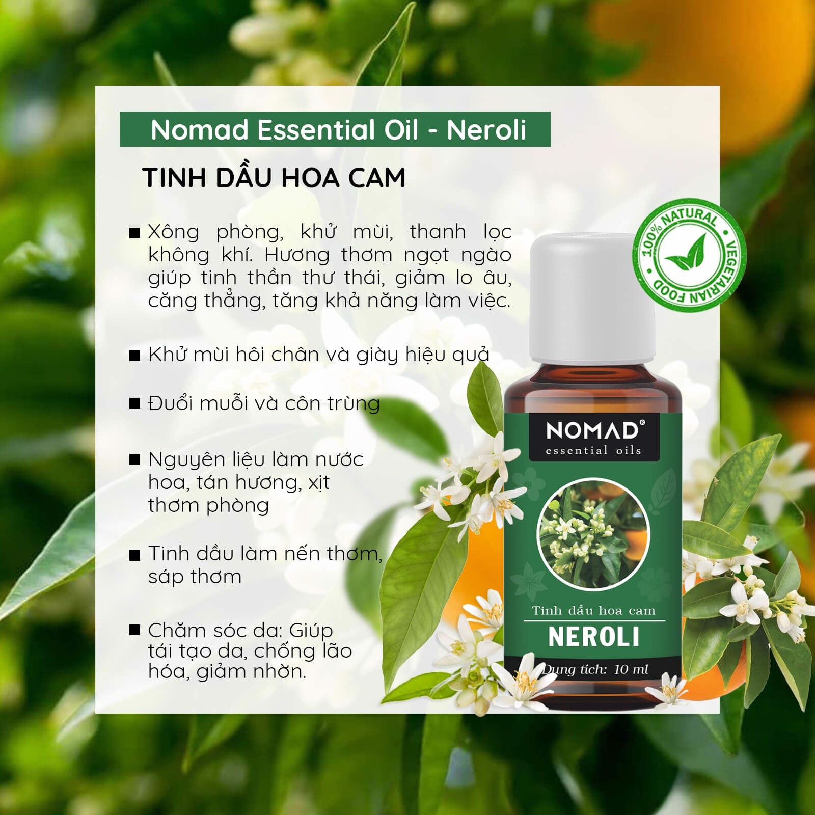 Tinh Dầu Hoa Cam Nomad Neroli Essential Oil Blend