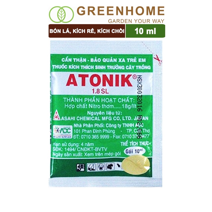 Chế phẩm kích thích sinh trưởng cây trồng Atonik, gói 10ml, chuyên hoa Lan, hoa Hồng, cây cảnh |Greenhome