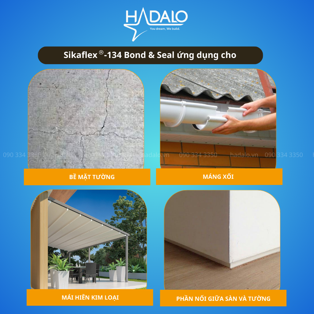 Keo Sikaflex 134 Bond&Seal trám khe, trám vết nứt cho tường trong, tường ngoài, mái lợp
