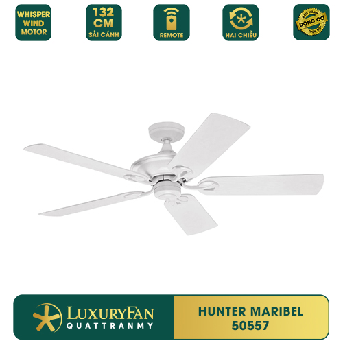 Quạt trần HUNTER MARIBEL - 5 cánh nhựa Composite, bảo hành động cơ trọn đời - Hàng chính hãng