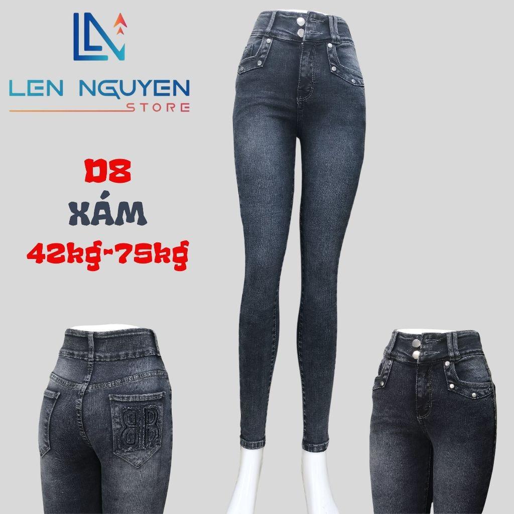 D8_Quần jean nữ, dài, lưng cao, quần bò nữ dáng ôm, quần rin nữ có big size, cho 42kg đến 75kg,LEN NGUYEN STORE