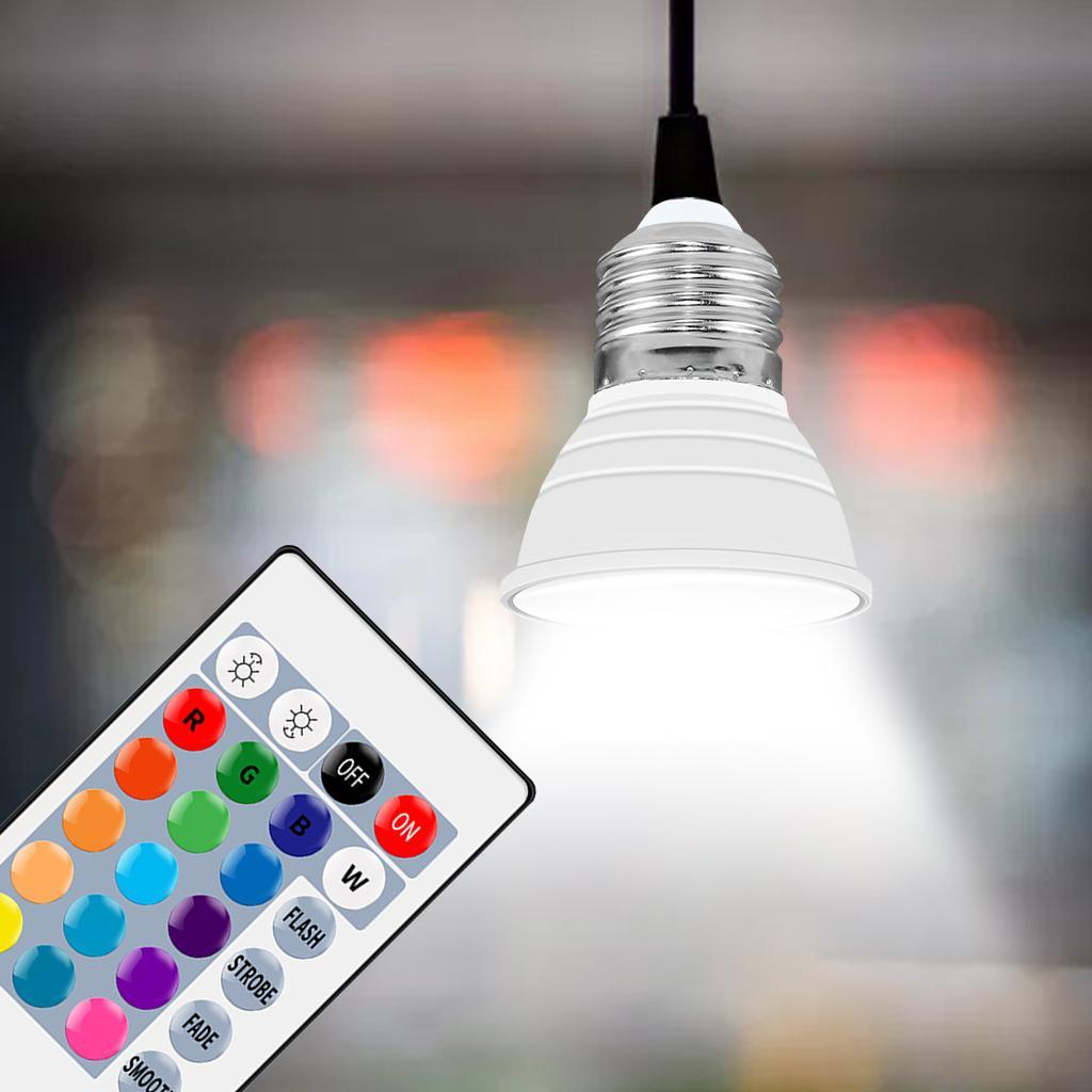 Color Changing E27 Light Bulb Lamp RGB with Remote Cream Lens White
