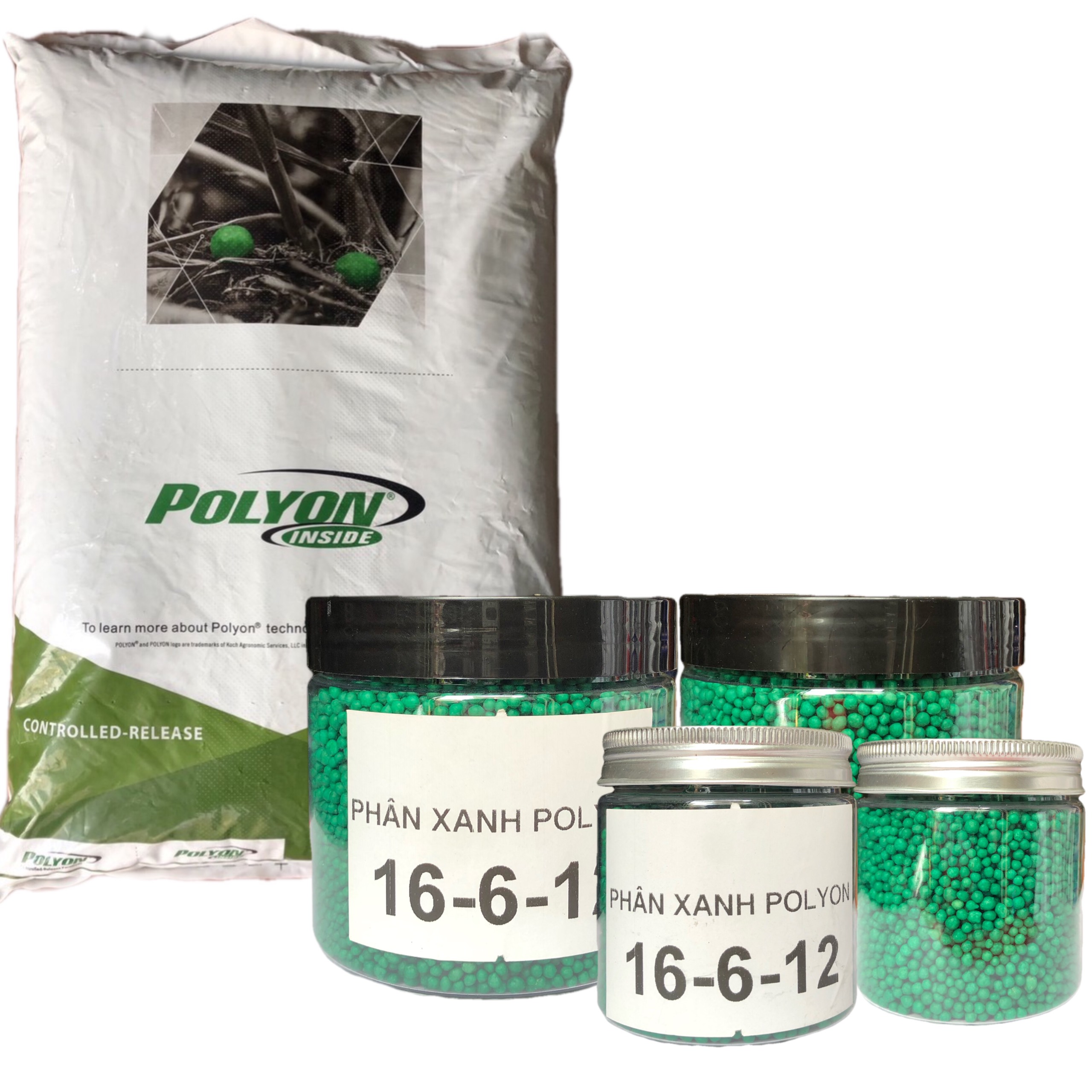 Phân tan Chậm Mỹ PoLyon hạt xanh npk 16-6-12