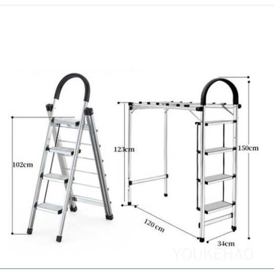 Giàn Phơi Quần Áo và Thang Drying Ladder Hợp Kim Nhôm cao cấp (Màu bạc)