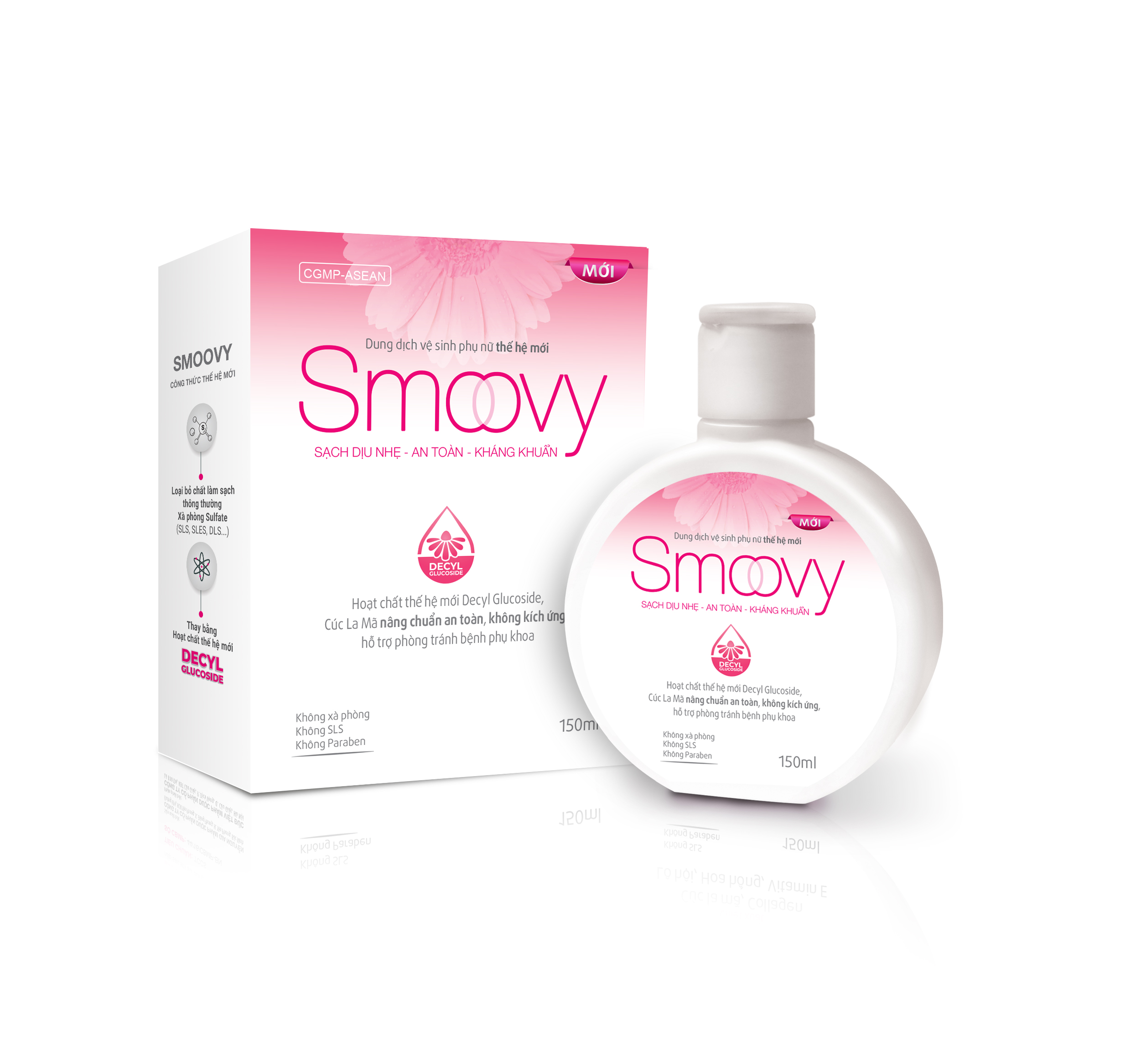 Dung dịch vệ sinh phụ nữ thế hệ mới Smoovy sạch dịu nhẹ - an toàn - kháng khuẩn 150ml