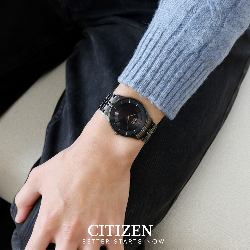 Đồng Hồ Nam Citizen Siêu Mỏng Dây Thép Không Gỉ AR3017-58E - Mặt Đen (Sapphire)