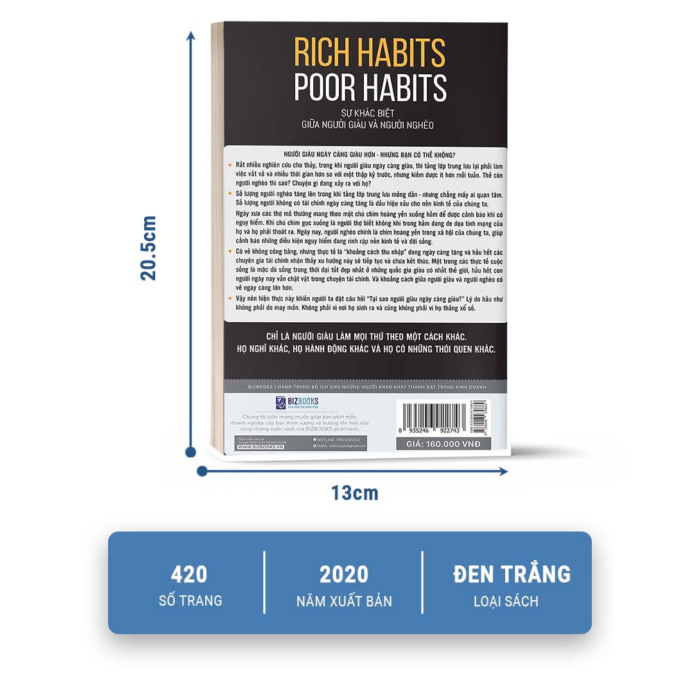 #1 BestSeller- Rich Habits, Poor Habits: Sự Khách Biệt Giữa Người Giàu Và Người Nghèo (Tặng Kèm BookMark)- Biết Sớm Giàu Sớm