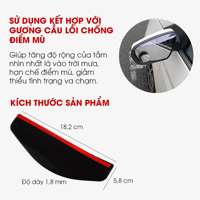 Bộ 2 Vè che mưa gương chiếu hậu ô tô hạn chế nước mưa đọng vào gương