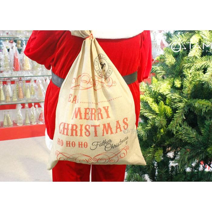 Túi đựng quà ông già Noel vải bố in chữ Bigsize