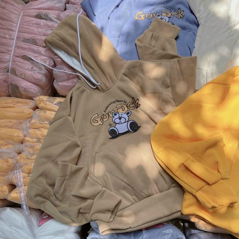 Áo Hoodie Gauduck Logo Thêu Nỉ Ngoại Áo Khoác Nỉ Tay Phồng Unisex Form Nam Nữ, Áo Khoác Hoodie Form Rộng, Áo Hoodie Nam Nữ Form Rộng Freesize Dưới 65kg Bông Dày Dặn Phong Cách