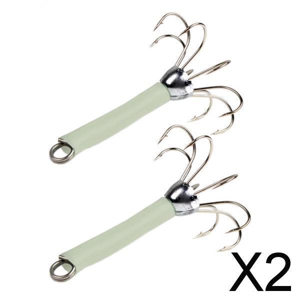 2x2pcs Sea Fishing Squid Octopus Hook Saltwater Fishing Lure Hard Bait White