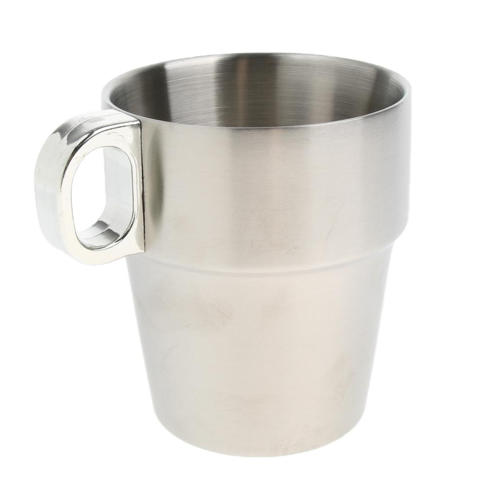 1 Set Stainless Steel Double Insulated Vacuum Coffee Mug Cups With Holder