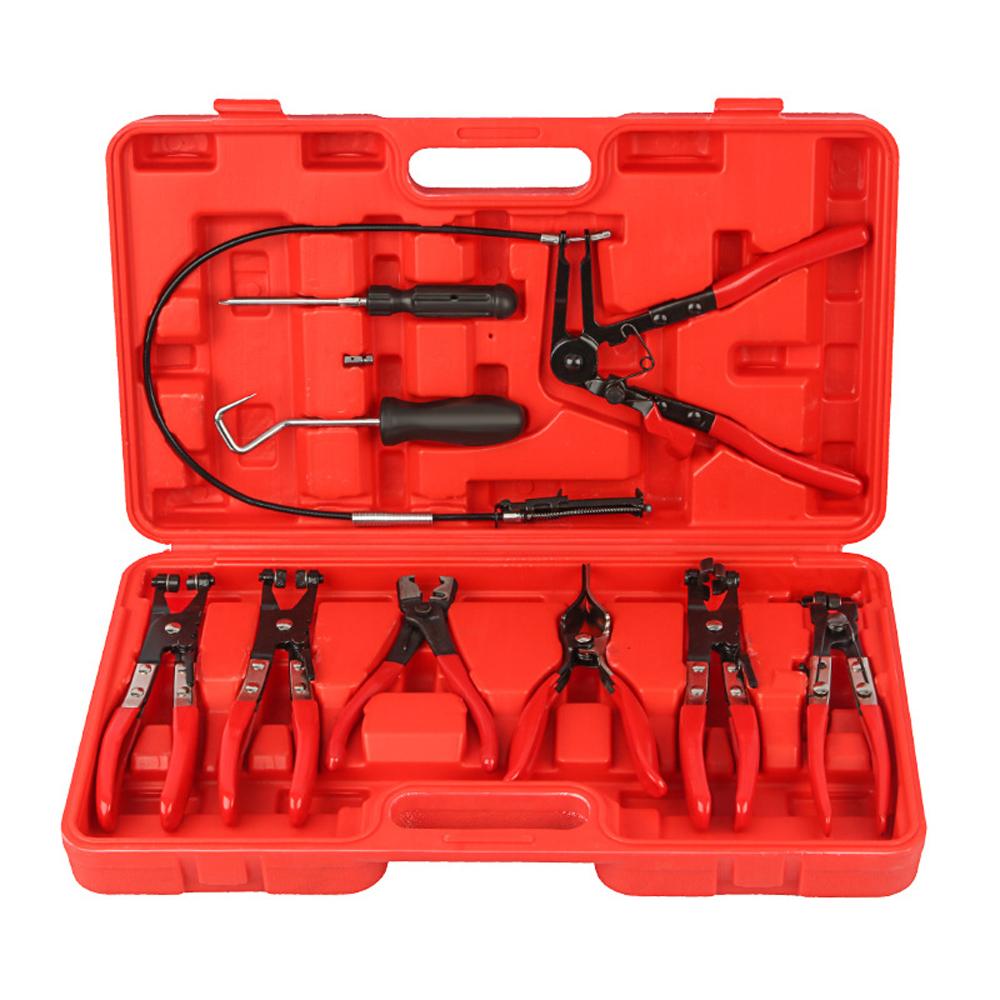 9Pcs Auto Hose Clamp RingPlier Set Flexible Wire Cable Type Joint Boot Clamps Swivel Jaw Tool Remover Oil Seal Screwdriver Car Repairing Tools Auto Hand Tool Set
