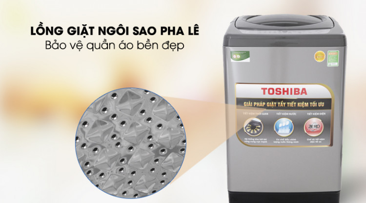 Lồng giặt ngôi sao pha lê - Máy giặt Toshiba 10 Kg AW-H1100GV SM