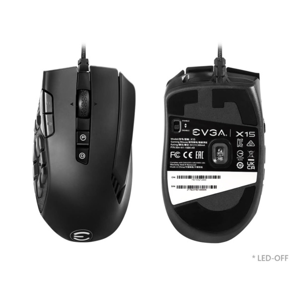 CHUỘT EVGA X15 MMO Gaming Mouse – 8k – Wired – Black – Customizable – 16,000 DPI – 5 Profiles – 20 Buttons – Ergonomic_ HÀNG CHÍNH HÃNG
