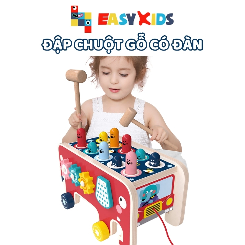 Đồ Chơi Đập Chuột Cho Bé Có Nhạc Hình Voi, Đồ Chơi Giáo Dục Đa Năng Montessori