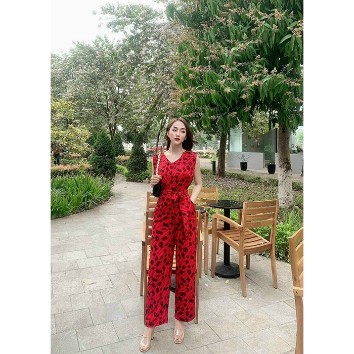 Jumpsuits Lụa Ống Rộng Họa Tiết 3D