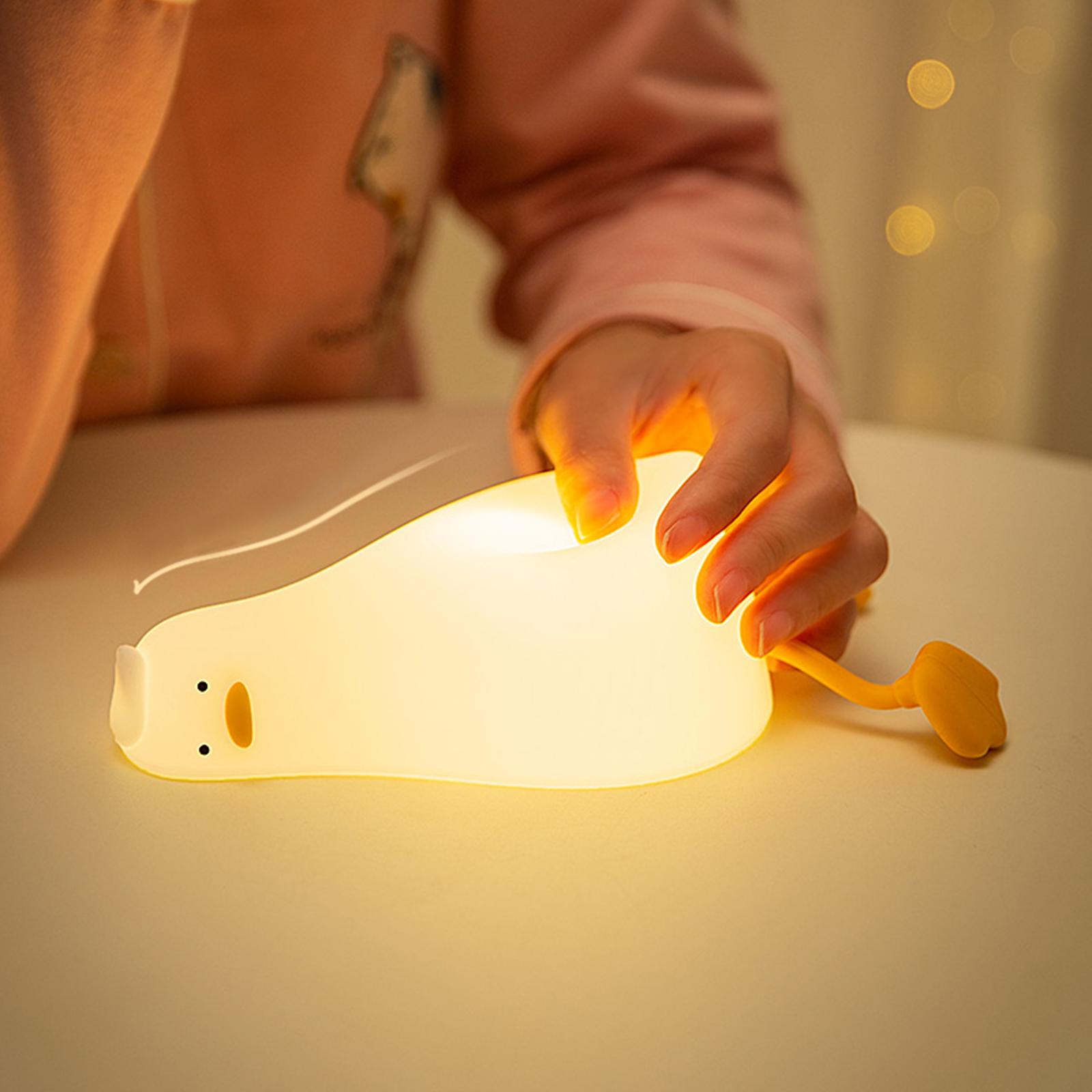 Cute Duck Night Light Warm White Night Light with Touch Sensor 3 Light Brightness Soft Silicone Animal Night Lamp