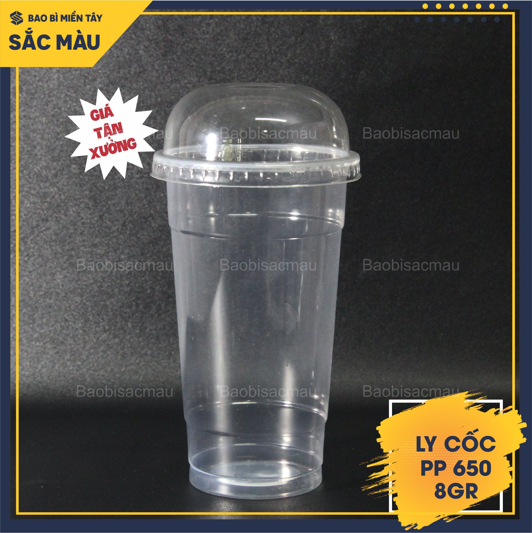 Sỉ 50 cốc nhựa/ ly nhựa PP 650 kèm nắp