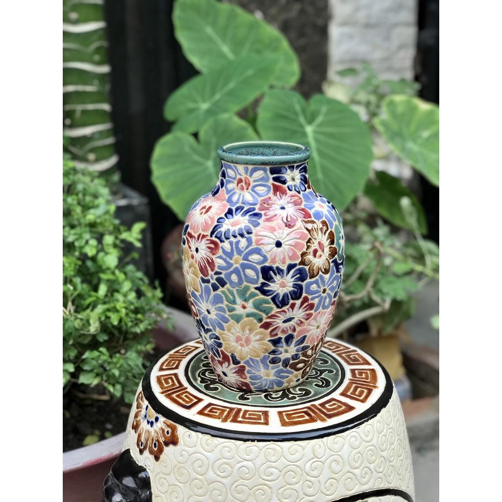 Bình Bách Hoa Gốm Sứ Nam Bộ 27cm