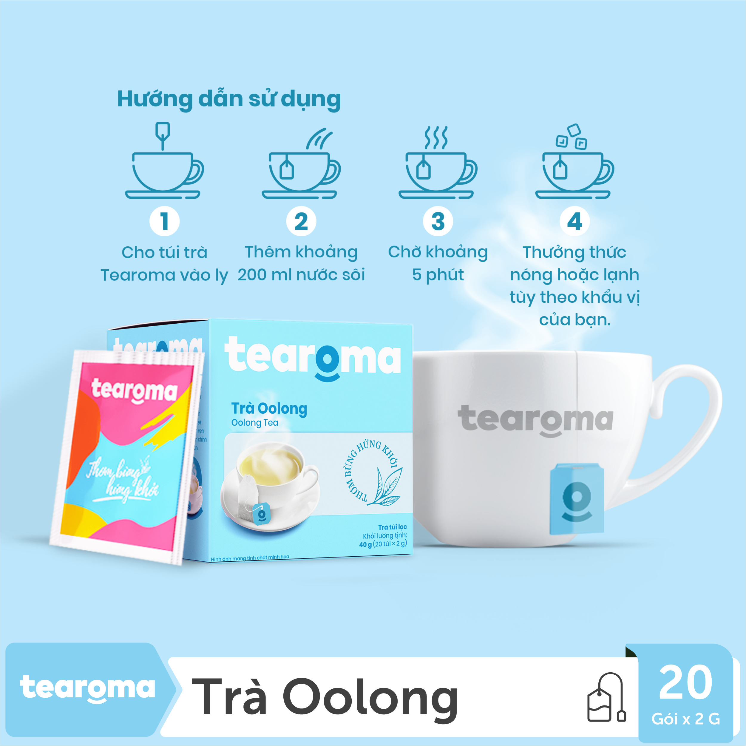 Mua 2 tặng 1 - Trà túi lọc Ô long Tearoma (Hộp 20gói x 2gr)