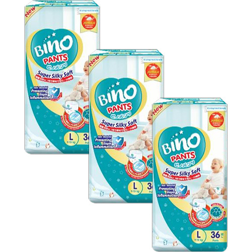 Combo - 3 Tã Quần Bino Kháng Khuẩn Size L36 (9-13kg)