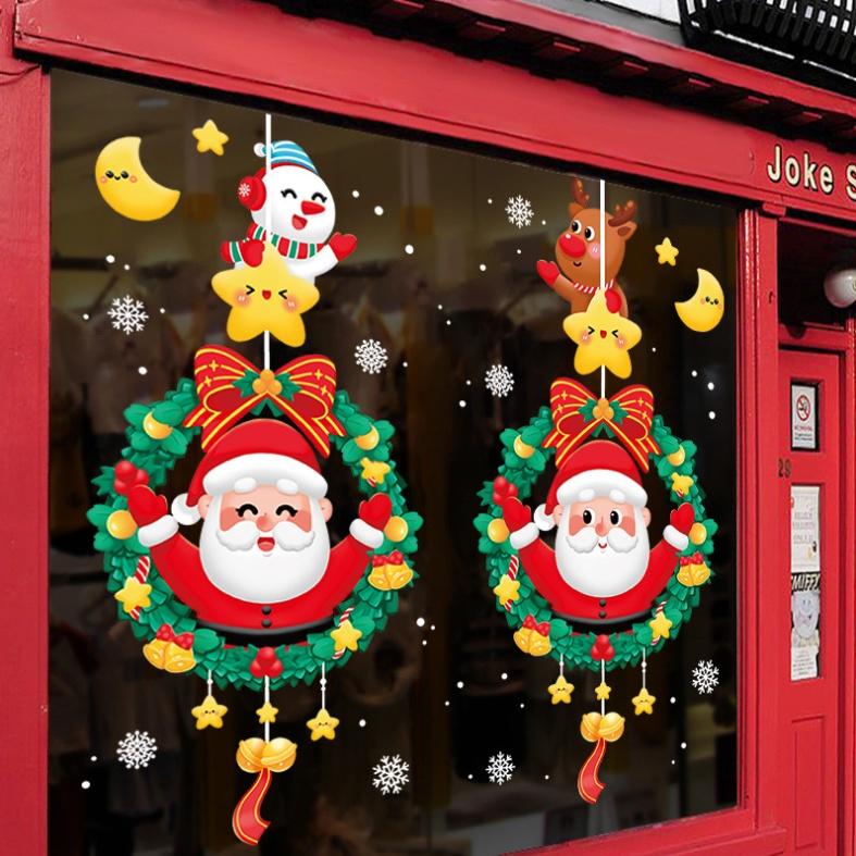 Decal trang trí Noel Hít Tĩnh Điện 2 mặt - VÒNG GIÁNG SINH NHIỀU MẪU