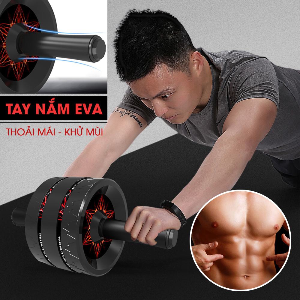 Con lăn tập bụng chịu tải 200kg tập thể dục tại nhà, phòng gym chính hãng Goodfit GF60XAB