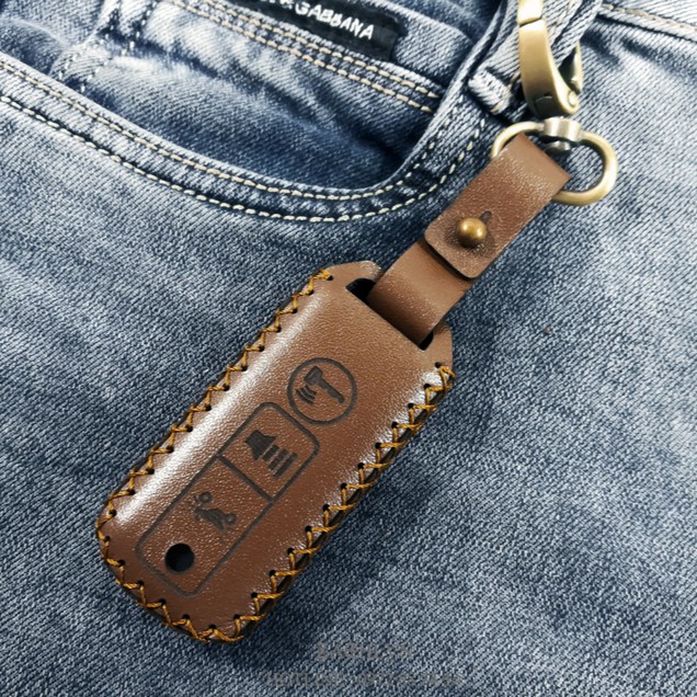Bao da chìa khóa Honda Smartkey xe SH, lead, sh mode - Nâu